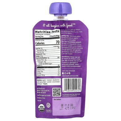 Love Child Organics, Organic Baby Puree, 6 Months+, Apples, Bananas, Blueberries, 4 oz (113 g)