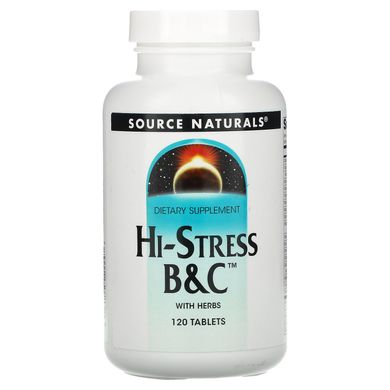 HI-Стрес вітамін B & C, Hi-Stress B & C, Source Naturals, 120 таблеток