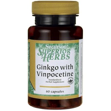 Гінкго з вінпоцетином (стандартизовано), Ginkgo with Vinpocetine (Standardized), Swanson, 60 капсул