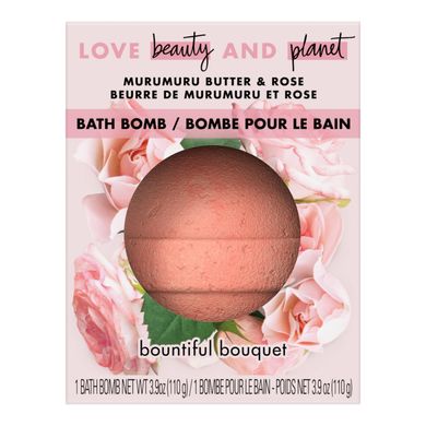 Бомбочка для ванни, масло мурумуру і троянда, Bath Bomb, Murumuru Butter & Rose, Love Beauty and Planet, 110 г