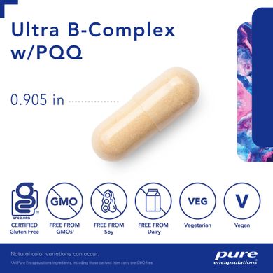 Комплекс витаминов группы В плюс PQQ Pure Encapsulations (Ultra B-Complex with PQQ) 60 капсул купить в Киеве и Украине