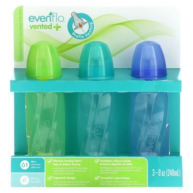 Evenflo Feeding, Тінт-флакон з вентиляцією + Twist, поліпропіленові, стандартні, від 0 місяців, з повільним потоком, 6 флаконів по 240 мл (8 унцій)