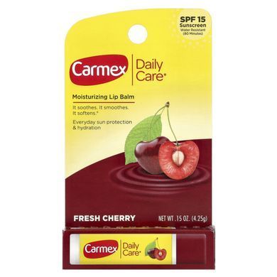 Carmex, Daily Care, зволожуючий бальзам для губ, свіжа вишня, SPF 15, 4,25 г (0,15 унції)