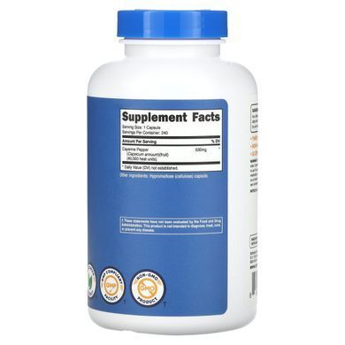 Nutricost, Cayenne Pepper, 40,000 Heat Units, 530 mg, 240 Capsules купить в Киеве и Украине