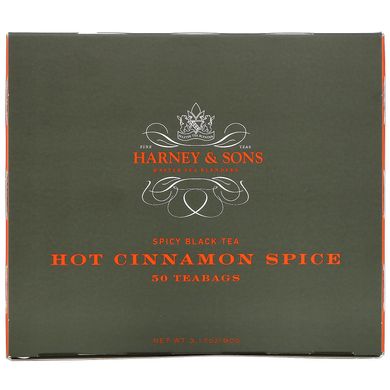 Harney & Sons, Пряний чорний чай, гаряча кориця, 50 чайних пакетиків, 3,57 унції (100 г)