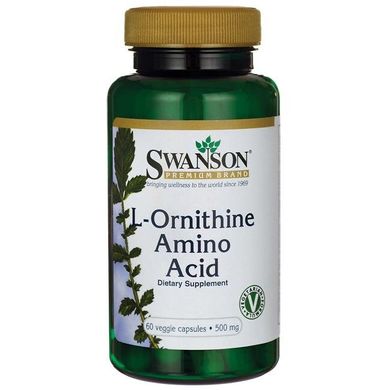 L-Орнитин, L-Ornithine Amino Acid, Swanson, 500 мг, 60 капсул