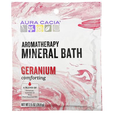 Мінеральна Ароматерапевтична ванна, Comforting Geranium, Aura Cacia, 709 г