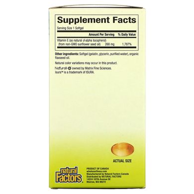 Витамин Е подсолнечный Natural Factors (Vitamin E) 400 МЕ 90 капсул купить в Киеве и Украине