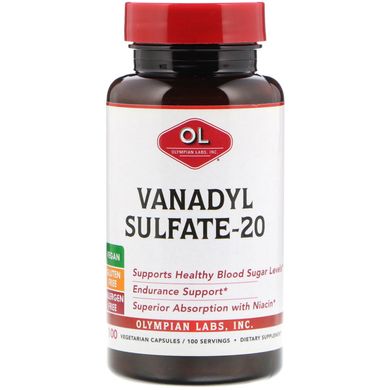 Cульфат ванаділа-20 Olympian Labs Inc. (Vanadyl Sulfate-20) 100 капсул
