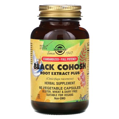 Екстракт кореня клопогона гроновидного Solgar (Black Cohosh Root Extract) 60 рослинних капсул