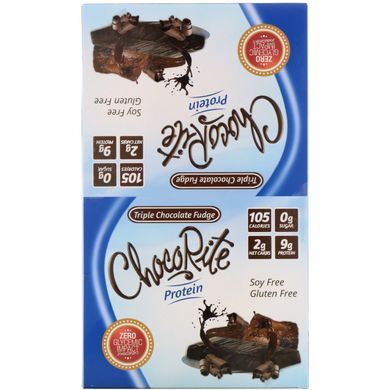 ChocoRite, білкові батончики зі смаком помадок з потрійним шоколадом, HealthSmart Foods, Inc, 16 батончиків по 1,2 унції (34 г)