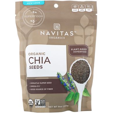 Органічні насіння Чіа Navitas Organics (Organic Chia Seeds) 227 г