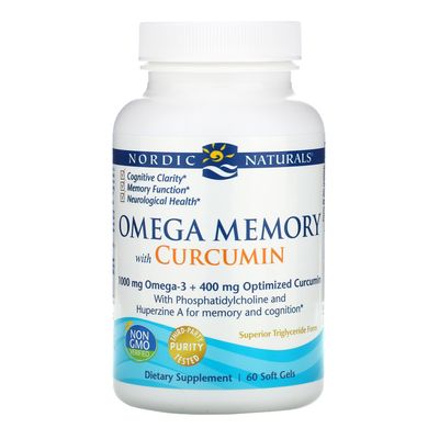 Омега для пам'яті з куркуміном Nordic Naturals (Omega memory with curcumin) 500 мг / 200 мг 60 капсул