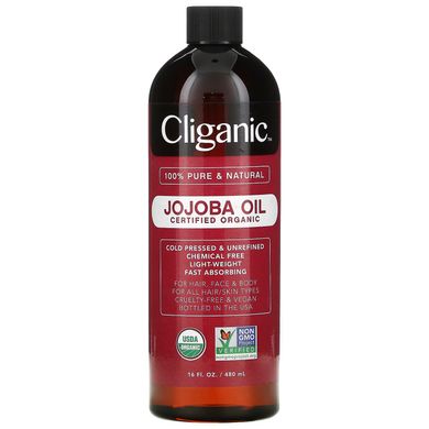 Cliganic, на 100% чиста та натуральна олія жожоба, 473 мл (16 рідк. Унцій)