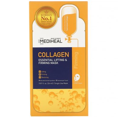 Колаген, незамінна тканинна маска для ліфтингу і зміцнення шкіри, Mediheal, 5 шт., 24 мл