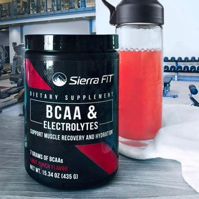 Амінокислоти з розгалуженими ланцюгами (BCAA) і електроліти, 7 г BCAA, фруктовий пунш, Sierra Fit, 435 г