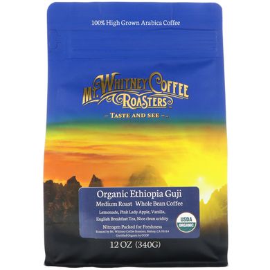 Органічний Ефіопія Гудж, середнього обсмаження, кава в зернах, Mt Whitney Coffee Roasters, 340 г