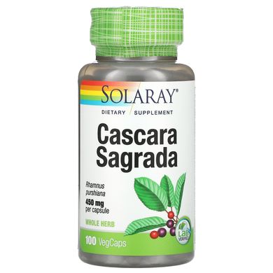 Каскара Саграда Solaray (Cascara Sagrada) 450 мг 100 рослинних капсул