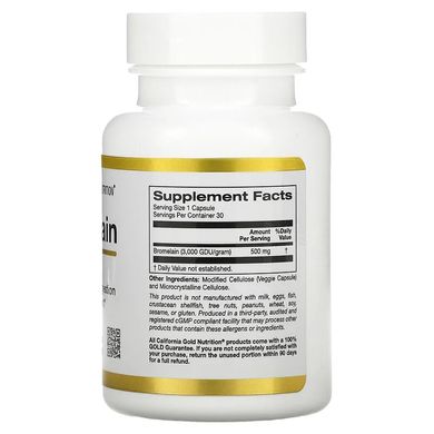 Бромелайн California Gold Nutrition (Bromelain) 500 мг 30 вегетаріанських капсул