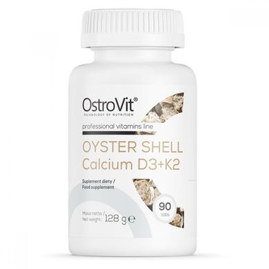 Устричний кальцій з вітаміном Д3 та К2 OstroVit (Oyster Shell Calcium D3 + K2) 90 таблеток