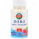 Витамин Д-3 и K-2, красная малина, D-3 and K-2 ActivMelt, KAL, 1000 МЕ/ 45 мкг, 60 таблеток фото