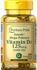 Витамин D3 Puritan's Pride (Vitamin D3) 5000 МЕ 100 капсул купить в Киеве и Украине