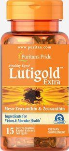 Healthy Eyes&reg; Lutigold &trade; Extra with Zeaxanthin, Healthy Eyes&reg; Lutigold&trade; Extra with Zeaxanthin Trial Size, Puritans Pride, 15 capsules