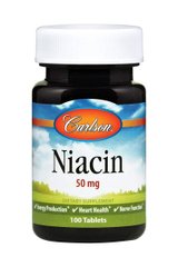 Ниацин, Витамин В3, Niacin, Carlson Labs, 50 мг, 100 таблеток купить в Киеве и Украине