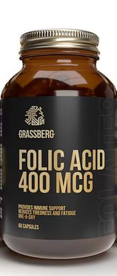 Фолієва кислота Grassberg (Folic Acid) 400 мкг 60 капсул