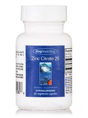 Цитрат цинка, Zinc Citrate, Allergy Research Group, 25 мг, 60 вегетарианских капсул купить в Киеве и Украине