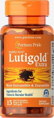 Healthy Eyes® Lutigold ™ Extra с зеаксантином, Healthy Eyes® Lutigold™ Extra with Zeaxanthin Trial Size, Puritan's Pride, 15 капсул купить в Киеве и Украине