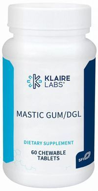 Підтримка травлення Klaire Labs (Mastic Gum / DGL) смак кориці 60 жувальних таблеток