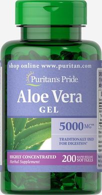 Экстракт алоэ вера, Aloe Vera Extract, Puritan's Pride, 25 мг, 200 капсул купить в Киеве и Украине