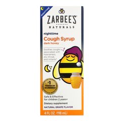 Дитячий нічний сироп від кашлю, натуральний ароматизатор-виноград, Zarbee's, 118 мл (4 рідких унцій)