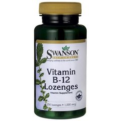 Ціанокобаламін B-12, Vitamin B-12 Lozenges, Swanson, 1000 мкг, 250 пастилок