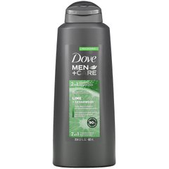 Dove, Men + Care, шампунь та кондиціонер, засіб для чоловіків 2 в 1, відновлення та зміцнення, лайм та кедр, 603 мл (20,4 рідк. унцій)