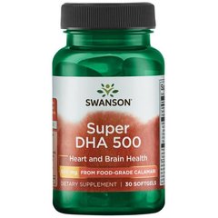 Супер ДГА 500 від Харчовий Каламарі, Super DHA 500 from Food-гrade Calamari, Swanson, 500 мг, 30 капсул