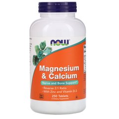 Магній і кальцій Now Foods (Magnesium and Calcium) 800 мг / 400 мг 250 таблеток