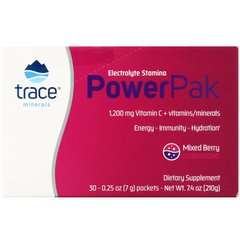 Електроліти Trace Minerals Research (Electrolyte Stamina Power Pak) 30 пакетиків з ягідним смаком
