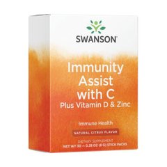 Суміш напоїв для підтримки імунітету цитрус Swanson (Immunity Assist vith C,D Zinc) 8г пакети стіків
