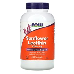 Лецитин Now Foods (Sunflower Lecithin) 1200 мг 200 желатиновых капсул купить в Киеве и Украине