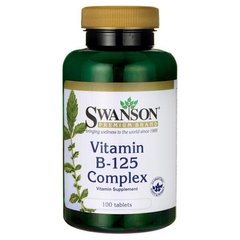 Комплекс витаминов B-125 - более высокая эффективность, Vitamin B-125 Complex - Higher Potency, Swanson, 100 таблеток купить в Киеве и Украине
