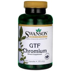 Тривалентний хром, GTF Chromium, Swanson, 100 мкг, 200 капсул