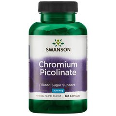 Хром Піколинат, Chromium Picolinate, Swanson, 200 мкг, 200 капсул