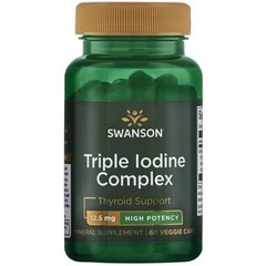 Тройной комплекс йода высокая эффективность Swanson (Triple Iodine Complex - High Potency) 12,5 мг 60 капсул купить в Киеве и Украине
