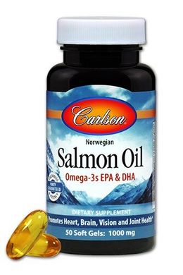 Норвежское масло лосося, Salmon Oil, Carlson Labs, 500 мг, 50 капсул купить в Киеве и Украине
