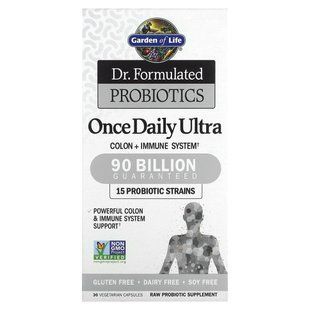 Пробіотики, Dr. Formulated Probiotics, Once Daily Ultra, Garden of Life, 90 мільярдів, 30 вегетаріанських капсул (лід)