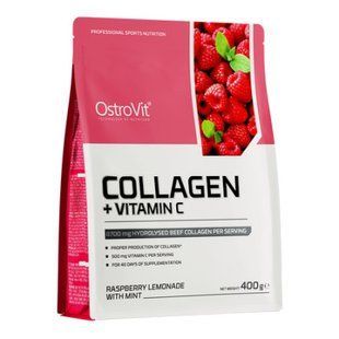 Коллаген и витамин С вкус малиновый лимонад с мятой OstroVit (Collagen + Vitamin C) 400 г купить в Киеве и Украине