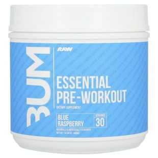 Raw Nutrition, Bum, незамінний передтренувальний засіб, блакитна малина, 408 г (14,39 унції)