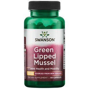 Новозеландская мидия с зелеными губами, лиофилизированная, New Zealand Green Lipped Mussel, Freeze Dried, Swanson, 500 мг, 60 капсул купить в Киеве и Украине